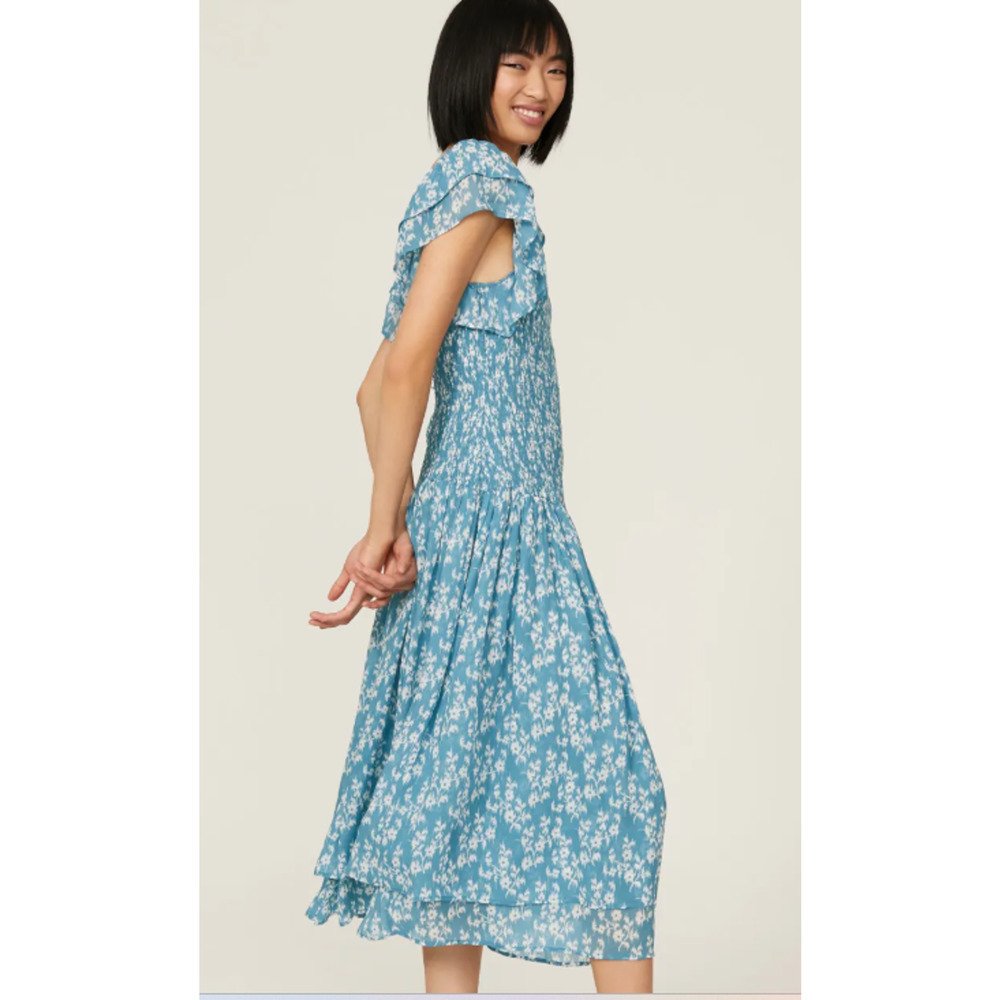 Hatch Blue Floral Maternity Midi Dress Size 4 0065